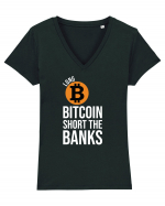 Long Bitcoin Short The Banks Tricou mânecă scurtă guler V Damă Evoker