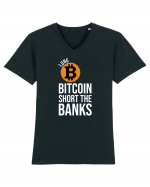 Long Bitcoin Short The Banks Tricou mânecă scurtă guler V Bărbat Presenter