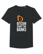 Long Bitcoin Short The Banks Tricou mânecă scurtă guler larg Bărbat Skater