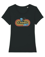 Summer Vibes Retro Tricou mânecă scurtă guler larg fitted Damă Expresser