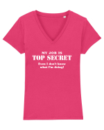 Top secret job. Tricou mânecă scurtă guler V Damă Evoker