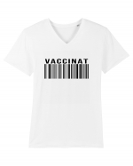 Vaccinat QR Barcode Tricou mânecă scurtă guler V Bărbat Presenter