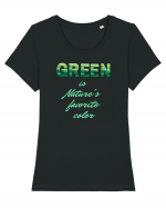 Green is Nature's favorite color Tricou mânecă scurtă guler larg fitted Damă Expresser