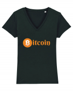 Bitcoin Tricou mânecă scurtă guler V Damă Evoker