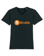 Bitcoin Tricou mânecă scurtă guler V Bărbat Presenter