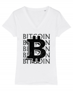 Bitcoin Tricou mânecă scurtă guler V Damă Evoker