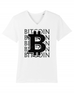 Bitcoin Tricou mânecă scurtă guler V Bărbat Presenter