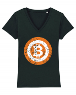 Bitcoin Retro Tricou mânecă scurtă guler V Damă Evoker