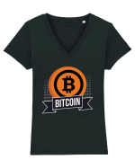 Bitcoin Tricou mânecă scurtă guler V Damă Evoker