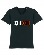 Bitcoin Tricou mânecă scurtă guler V Bărbat Presenter