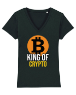 Bitcoin King Of Crypto Tricou mânecă scurtă guler V Damă Evoker
