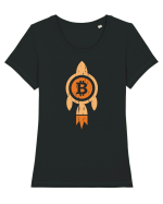 Bitcoin Rocket Tricou mânecă scurtă guler larg fitted Damă Expresser