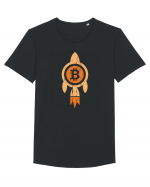 Bitcoin Rocket Tricou mânecă scurtă guler larg Bărbat Skater