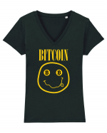 Bitcoin Smiley Face Tricou mânecă scurtă guler V Damă Evoker
