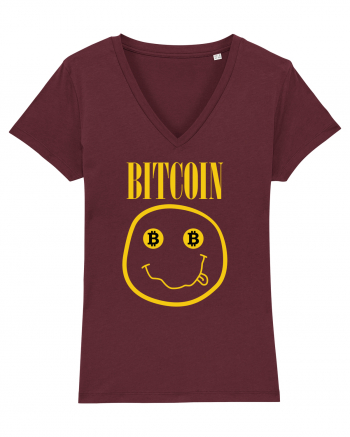 Bitcoin Smiley Face Burgundy