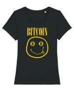 Bitcoin Smiley Face Tricou mânecă scurtă guler larg fitted Damă Expresser