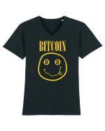 Bitcoin Smiley Face Tricou mânecă scurtă guler V Bărbat Presenter