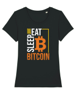 Eat Sleep Bitcoin Tricou mânecă scurtă guler larg fitted Damă Expresser
