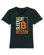 Eat Sleep Bitcoin Tricou mânecă scurtă guler V Bărbat Presenter