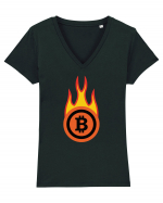Fireball Bitcoin Tricou mânecă scurtă guler V Damă Evoker