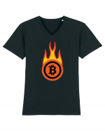 Fireball Bitcoin Tricou mânecă scurtă guler V Bărbat Presenter