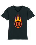 Fireball Bitcoin Tricou mânecă scurtă guler V Bărbat Presenter
