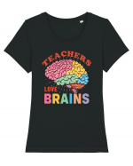 Teachers Love Brains Tricou mânecă scurtă guler larg fitted Damă Expresser