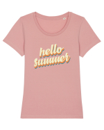 Hello Summer Retro Tricou mânecă scurtă guler larg fitted Damă Expresser