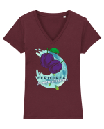 Fericirea se naște din prune Tricou mânecă scurtă guler V Damă Evoker