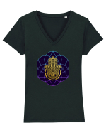 Hamsa Hand Tricou mânecă scurtă guler V Damă Evoker