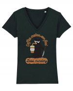  Pentru iubitorii de cafea  Tricou mânecă scurtă guler V Damă Evoker