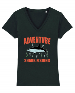 Adventure Shark Fishing Tricou mânecă scurtă guler V Damă Evoker