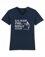 Eat Sleep Fish Repeat Tricou mânecă scurtă guler V Bărbat Presenter