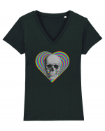 Psychedelic Skull Tricou mânecă scurtă guler V Damă Evoker