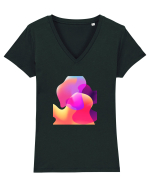 Abstract Bubbles Tricou mânecă scurtă guler V Damă Evoker