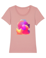 Abstract Bubbles Tricou mânecă scurtă guler larg fitted Damă Expresser