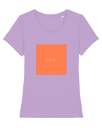 Coral Tricou mânecă scurtă guler larg fitted Damă Expresser