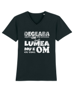 Degeaba esti Om cu Lumea, daca Lumea nu e Om cu Tine Tricou mânecă scurtă guler V Bărbat Presenter