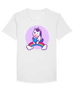 Unicornul care citeste Tricou mânecă scurtă guler larg Bărbat Skater