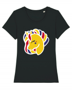 Unicorn Patriotic Tricolor Tricou mânecă scurtă guler larg fitted Damă Expresser