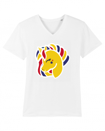 Unicorn Patriotic Tricolor White