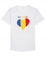 Iubesc Romania Tricou mânecă scurtă guler larg Bărbat Skater