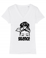 Silence Woman Tricou mânecă scurtă guler V Damă Evoker