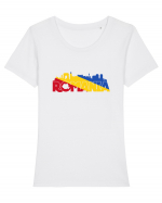 Romania skyline Tricou mânecă scurtă guler larg fitted Damă Expresser