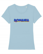 Romania 3D text Tricou mânecă scurtă guler larg fitted Damă Expresser