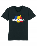 Romania Harta Tricou mânecă scurtă guler V Bărbat Presenter