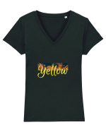 Yellow! Tricou mânecă scurtă guler V Damă Evoker