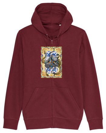 Octopus on stained glass Burgundy
