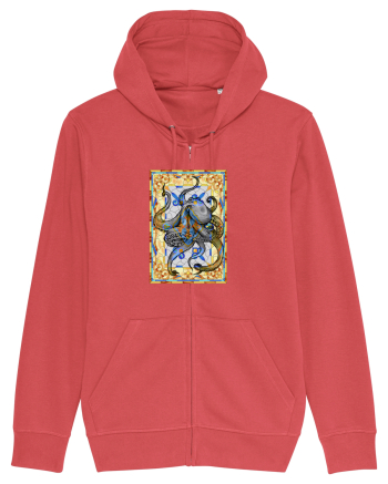 Octopus on stained glass Carmine Red
