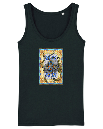 Octopus on stained glass Black
